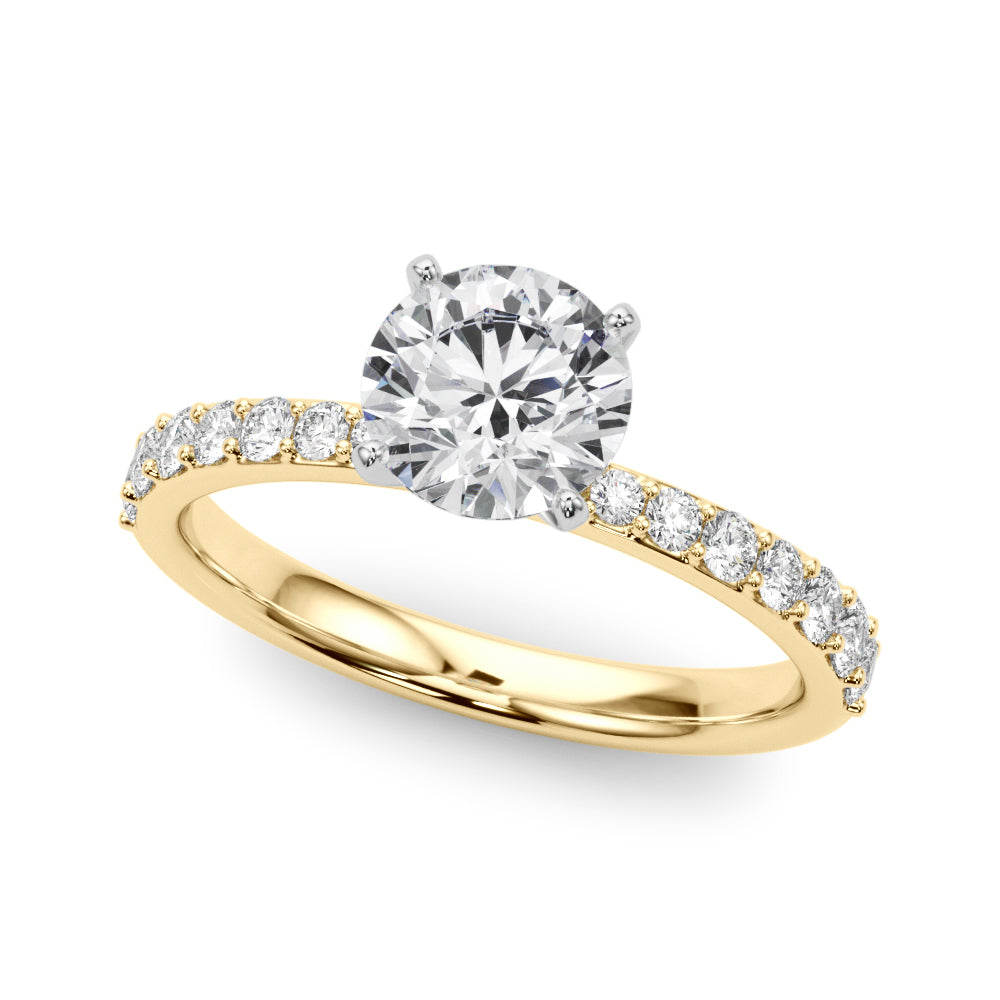 Regal Single Row Round Diamond Engagement Ring — 9K/18K Gold & Platinum