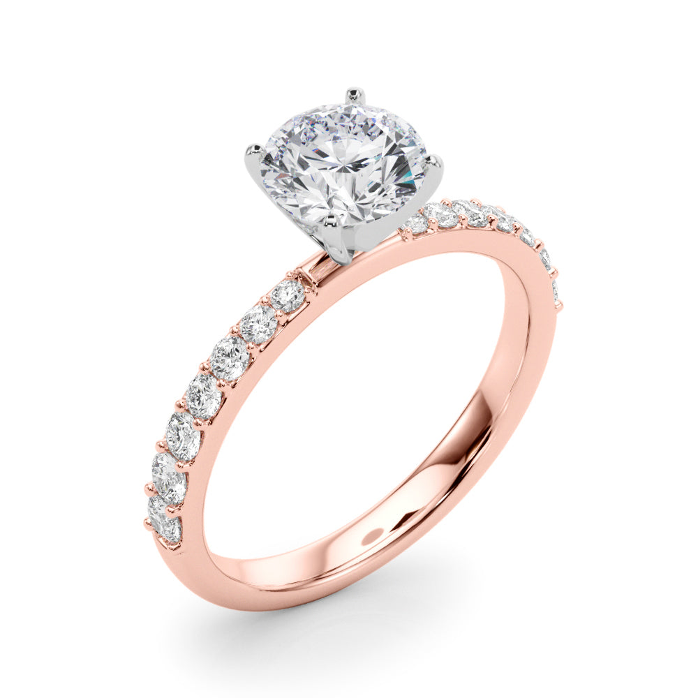 Regal Single Row Round Diamond Engagement Ring — 9K/18K Gold & Platinum