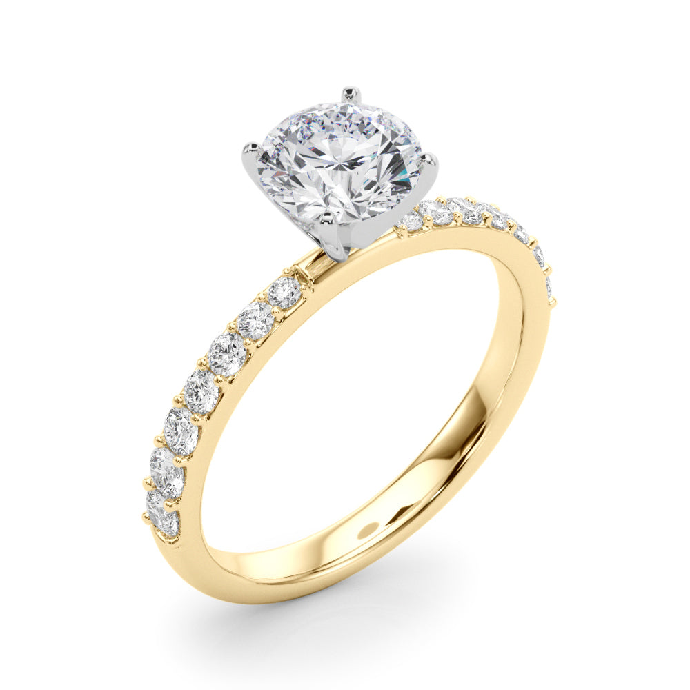 Regal Single Row Round Diamond Engagement Ring — 9K/18K Gold & Platinum