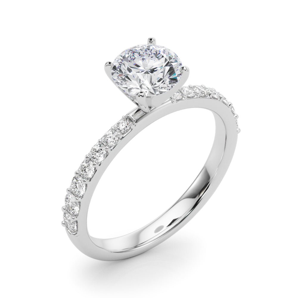 Regal Single Row Round Diamond Engagement Ring — 9K/18K Gold & Platinum