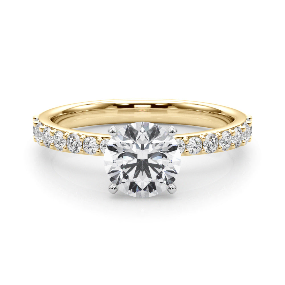 Regal Single Row Round Diamond Engagement Ring — 9K/18K Gold & Platinum
