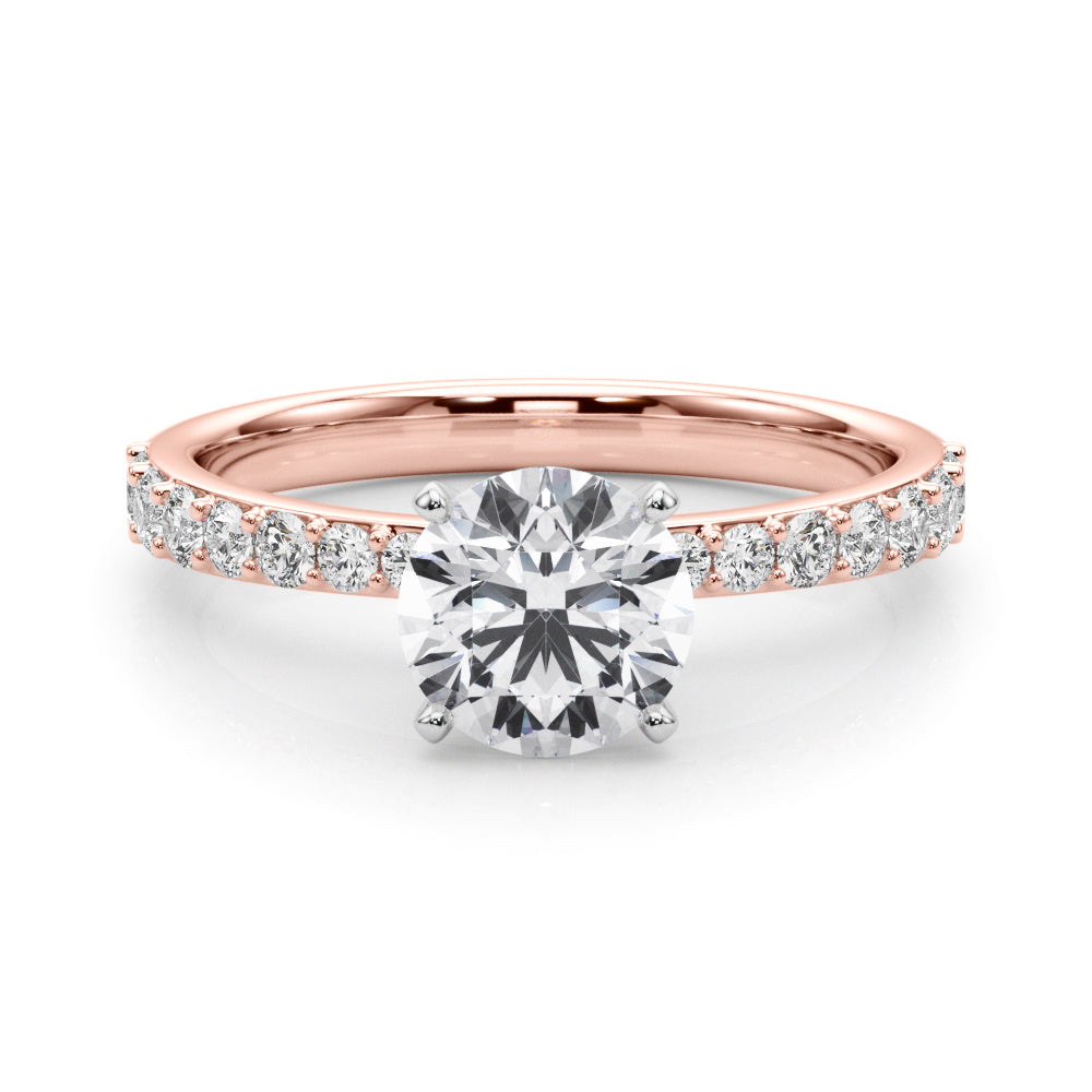 Regal Single Row Round Diamond Engagement Ring — 9K/18K Gold & Platinum