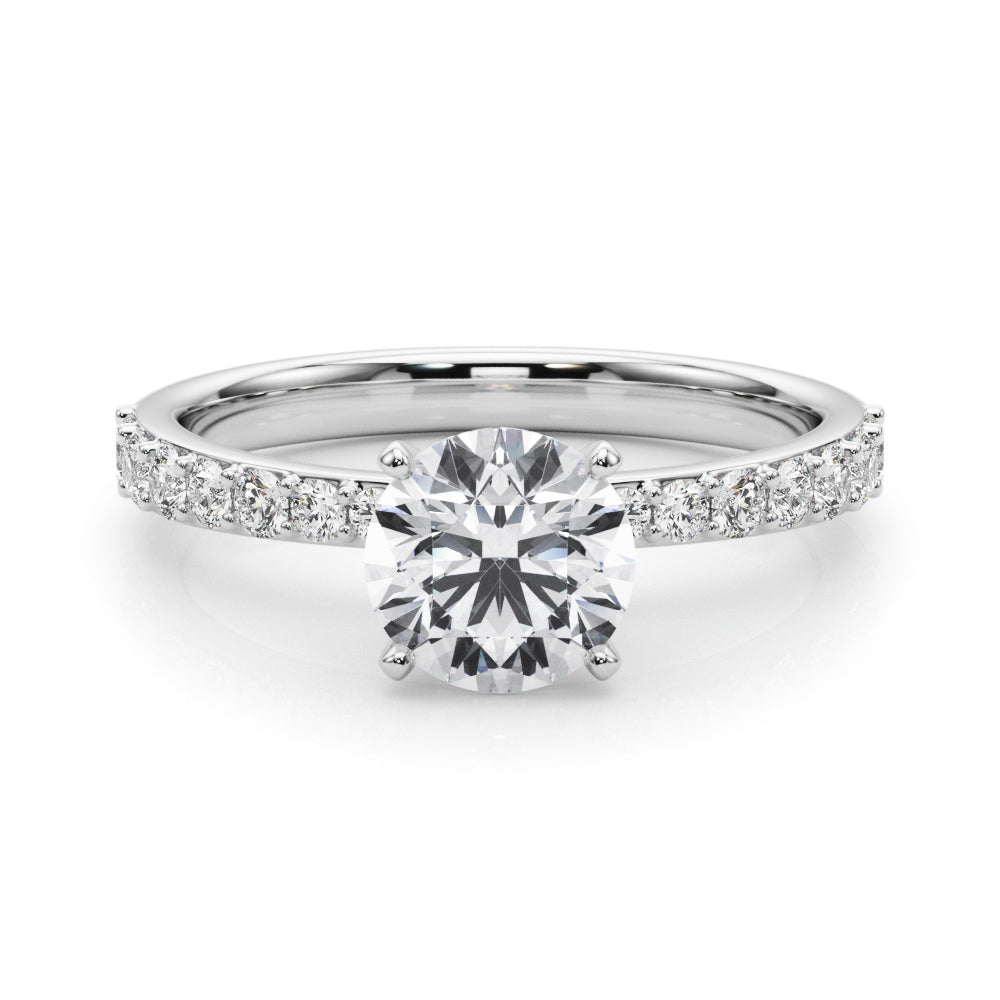 Regal Single Row Round Diamond Engagement Ring — 9K/18K Gold & Platinum