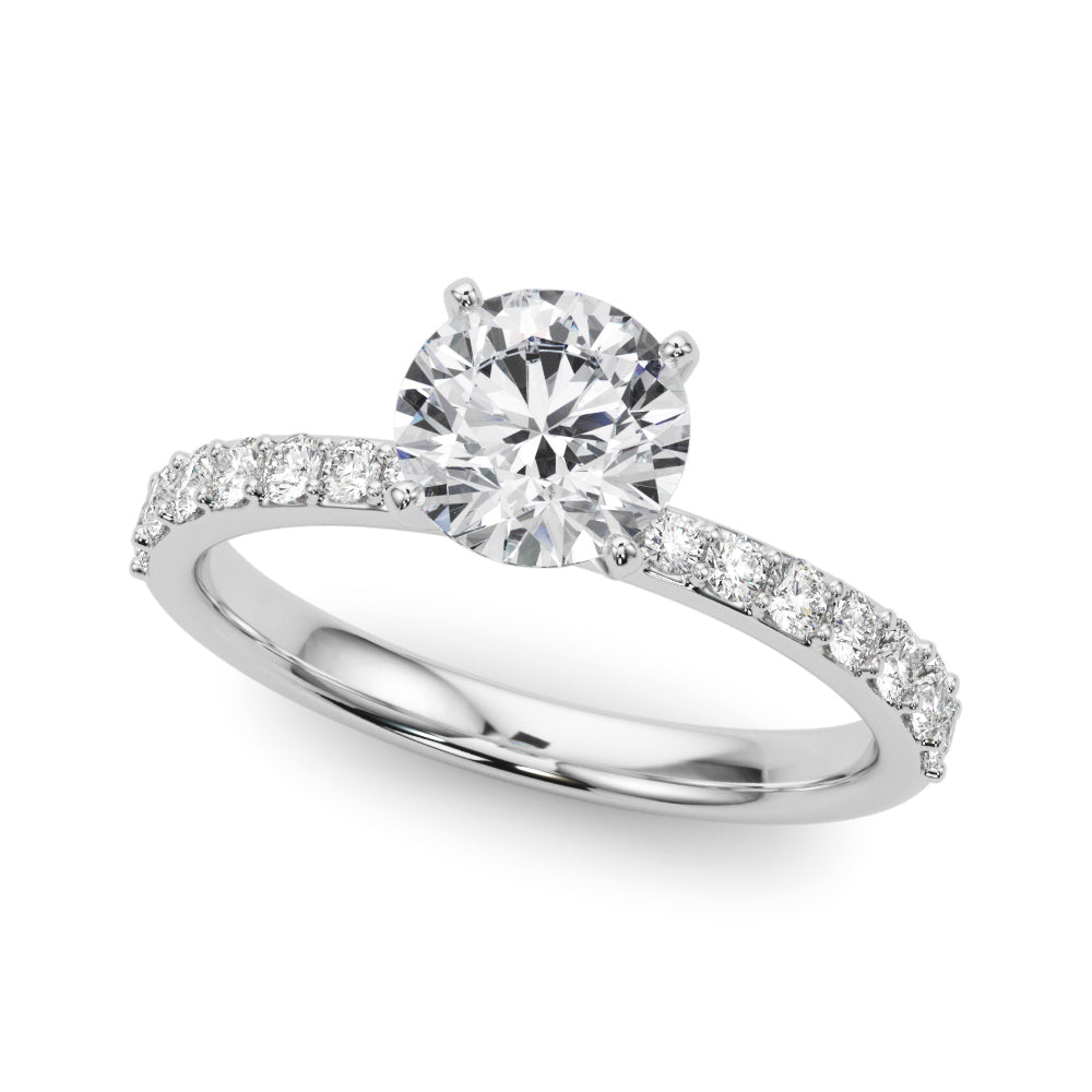 Regal Single Row Round Diamond Engagement Ring — 9K/18K Gold & Platinum