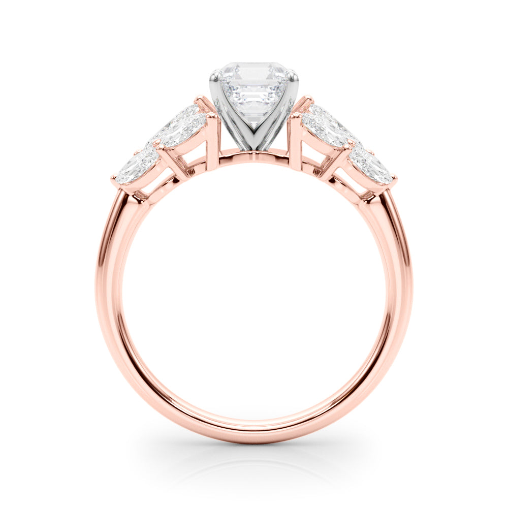 Crowned Mq Side Stones Engagement Ring Marquise Diamond Engagement Ring — 9K/18K Gold & Platinum