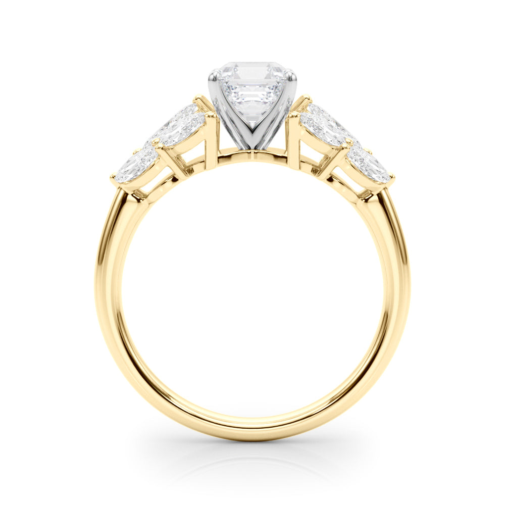 Crowned Mq Side Stones Engagement Ring Marquise Diamond Engagement Ring — 9K/18K Gold & Platinum