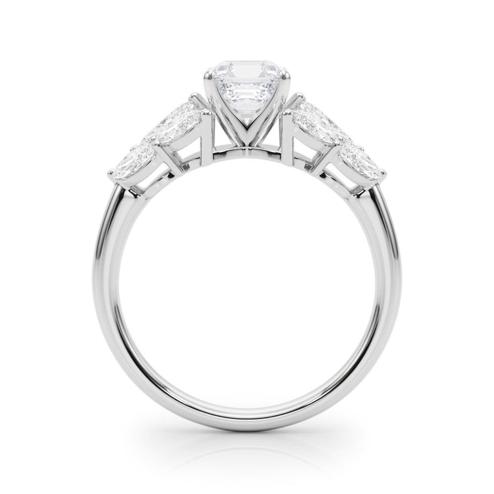 Crowned Mq Side Stones Engagement Ring Marquise Diamond Engagement Ring — 9K/18K Gold & Platinum
