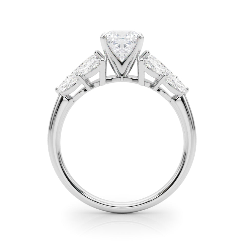 Crowned Mq Side Stones Engagement Ring Marquise Diamond Engagement Ring — 9K/18K Gold & Platinum