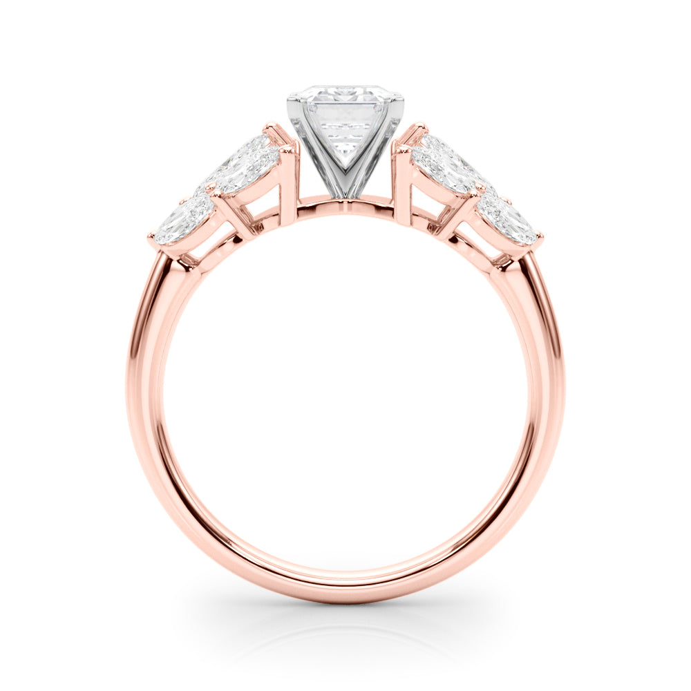 Crowned Mq Side Stones Engagement Ring Marquise Diamond Engagement Ring — 9K/18K Gold & Platinum