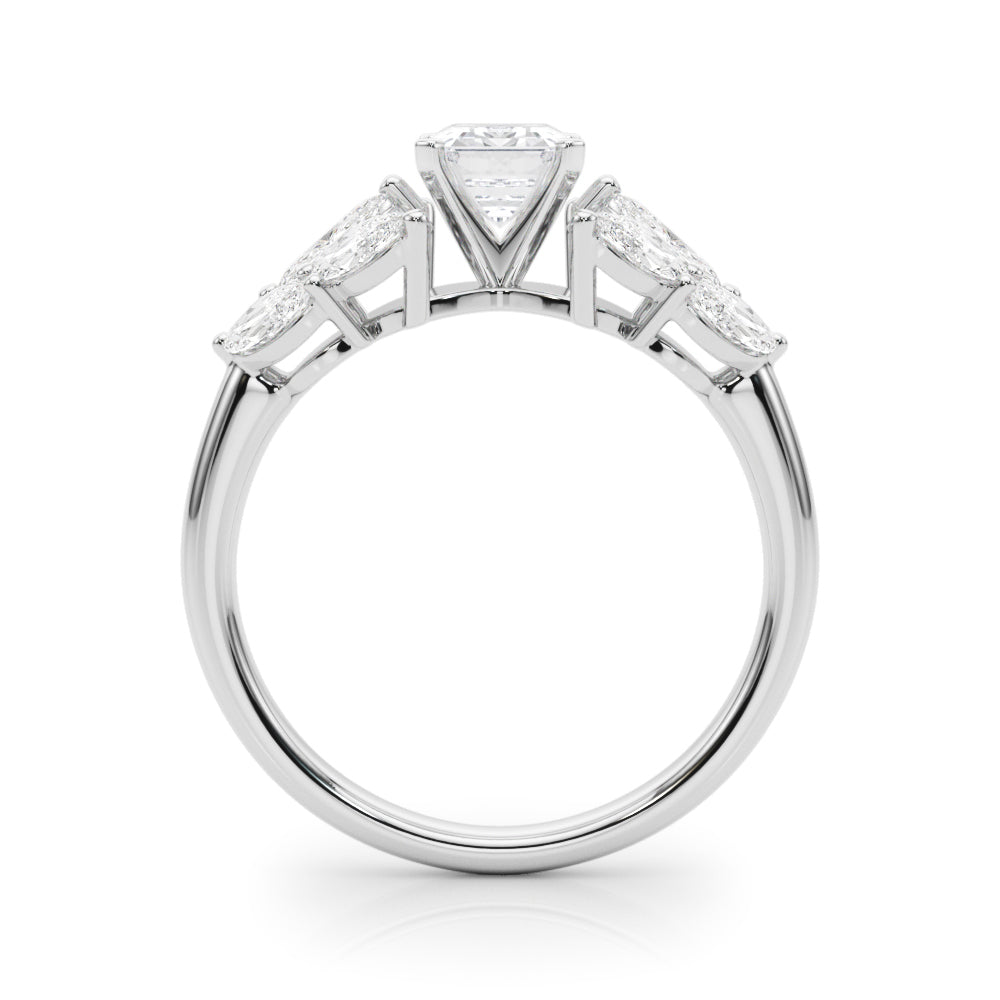 Crowned Mq Side Stones Engagement Ring Marquise Diamond Engagement Ring — 9K/18K Gold & Platinum