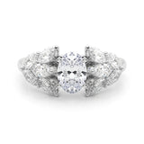 Crowned Mq Side Stones Engagement Ring Marquise Diamond Engagement Ring — 9K/18K Gold & Platinum