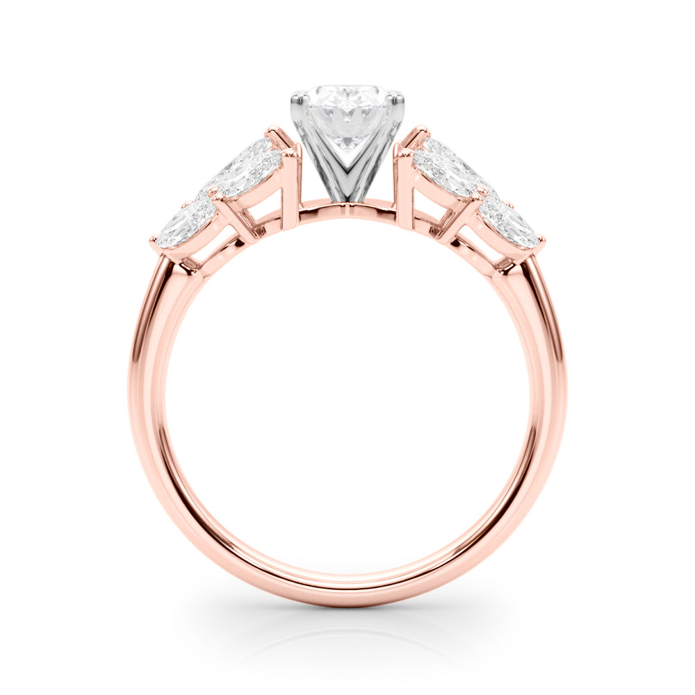Crowned Mq Side Stones Engagement Ring Marquise Diamond Engagement Ring — 9K/18K Gold & Platinum