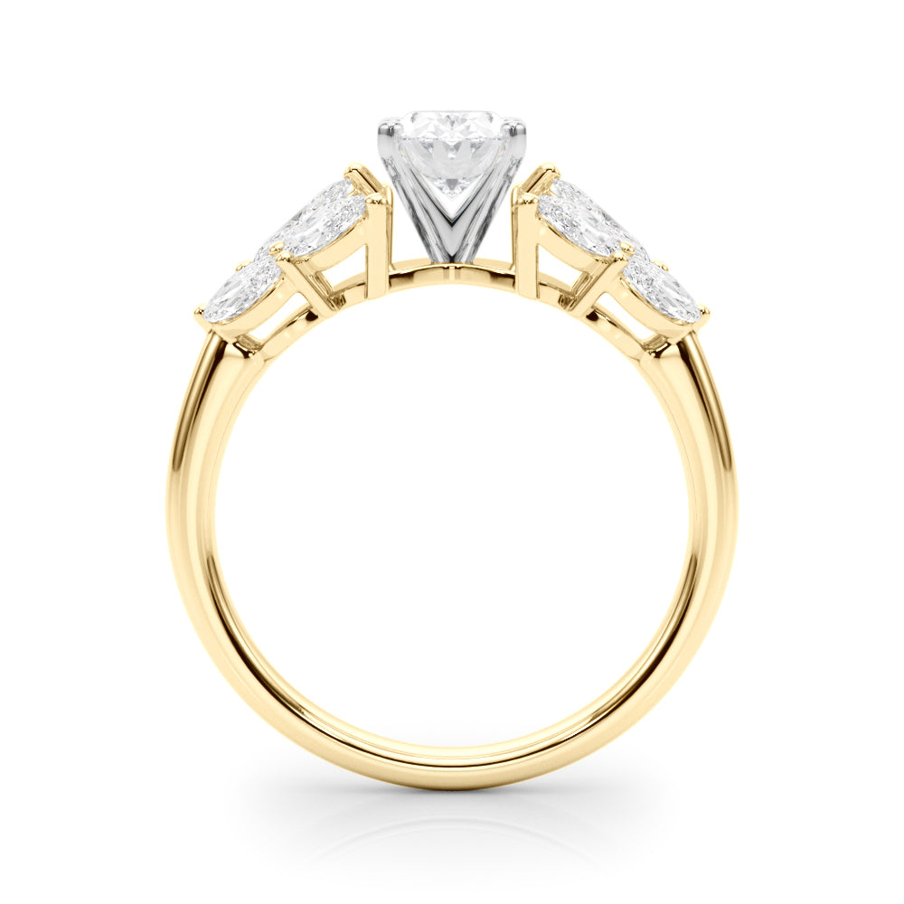Crowned Mq Side Stones Engagement Ring Marquise Diamond Engagement Ring — 9K/18K Gold & Platinum