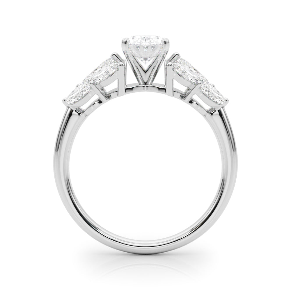 Crowned Mq Side Stones Engagement Ring Marquise Diamond Engagement Ring — 9K/18K Gold & Platinum