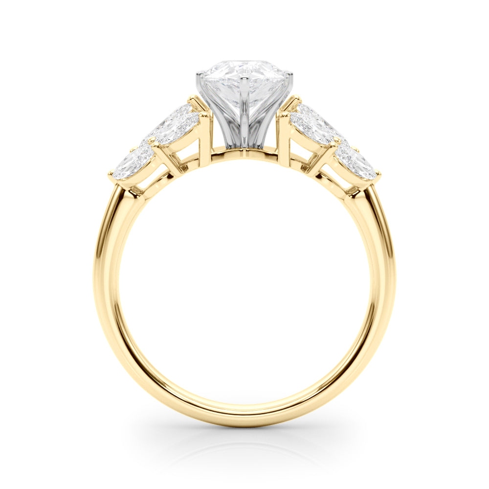 Crowned Mq Side Stones Engagement Ring Marquise Diamond Engagement Ring — 9K/18K Gold & Platinum