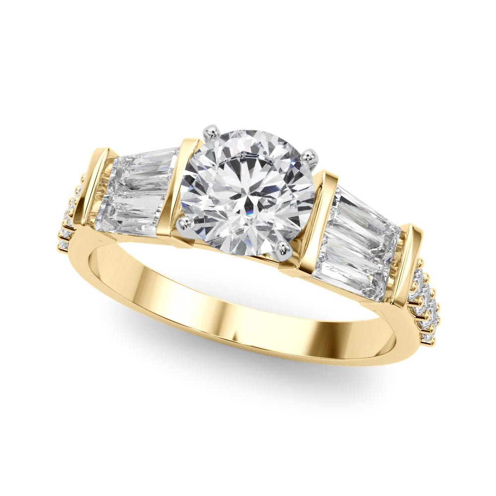 Iconic Sb & Rd Engagement Ring Round Diamond Engagement Ring — 9K/18K Gold & Platinum