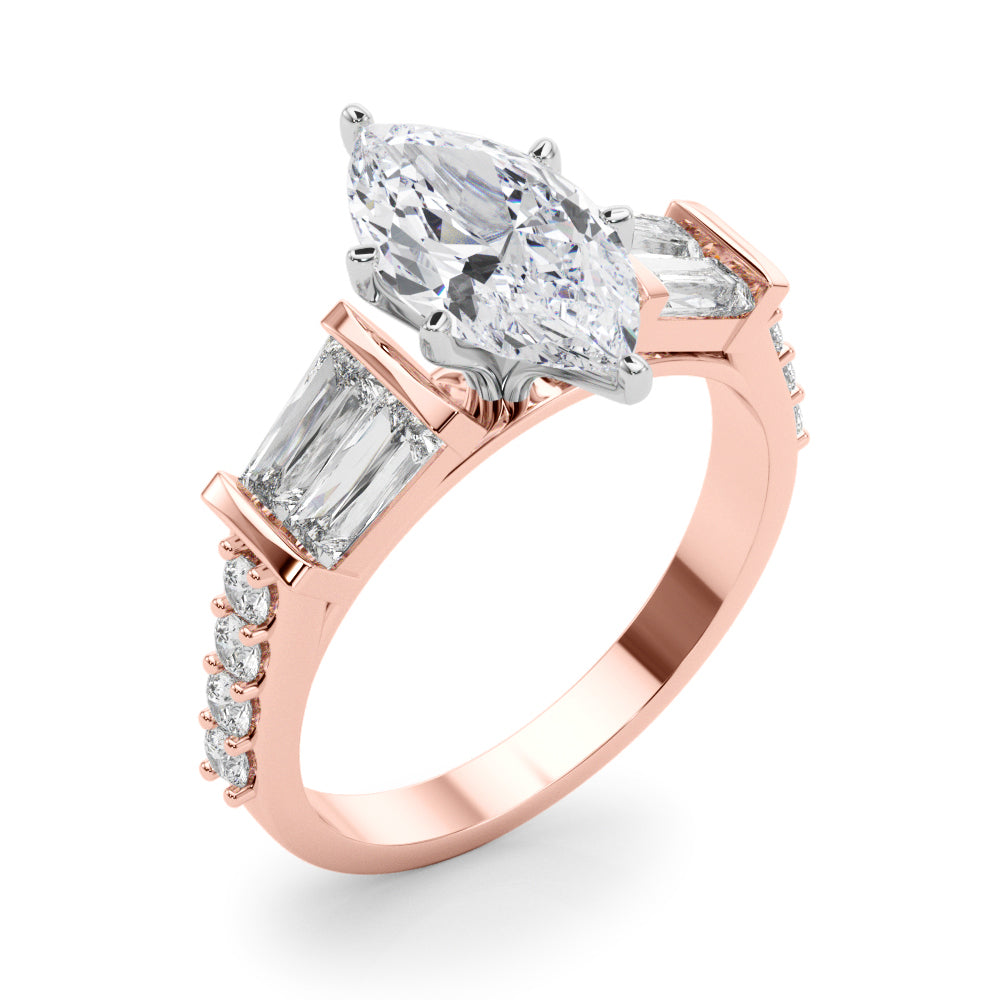 Iconic Sb & Rd Engagement Ring Round Diamond Engagement Ring — 9K/18K Gold & Platinum