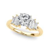 Graceful Mq Center & Sb Engagement Ring Round Diamond Engagement Ring — 9K/18K Gold & Platinum