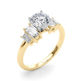Graceful Mq Center & Sb Engagement Ring Round Diamond Engagement Ring — 9K/18K Gold & Platinum