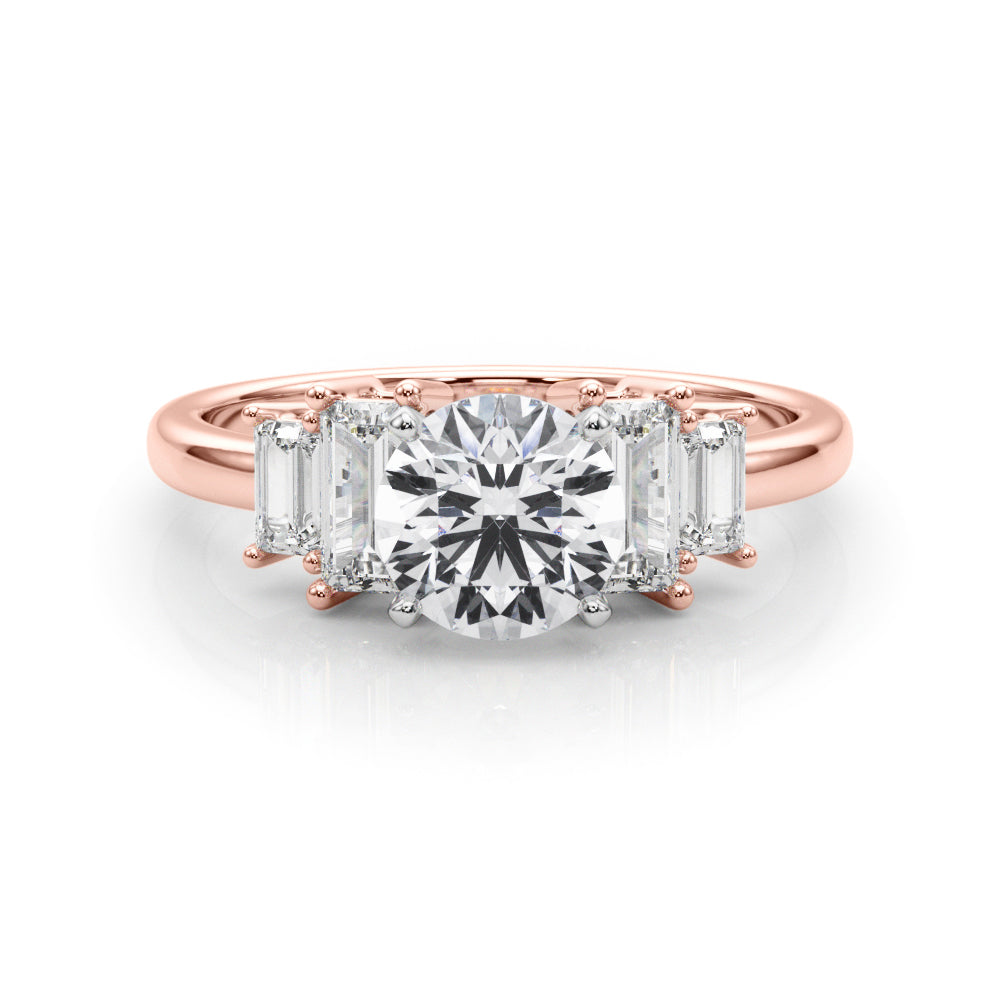 Graceful Mq Center & Sb Engagement Ring Round Diamond Engagement Ring — 9K/18K Gold & Platinum