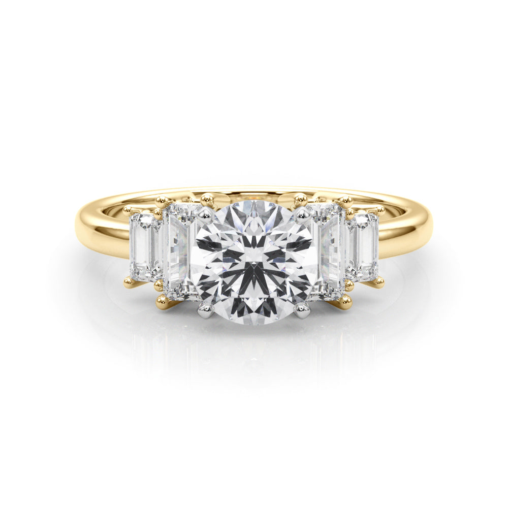 Graceful Mq Center & Sb Engagement Ring Round Diamond Engagement Ring — 9K/18K Gold & Platinum