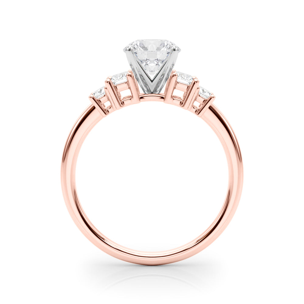 Graceful Mq Center & Sb Engagement Ring Round Diamond Engagement Ring — 9K/18K Gold & Platinum