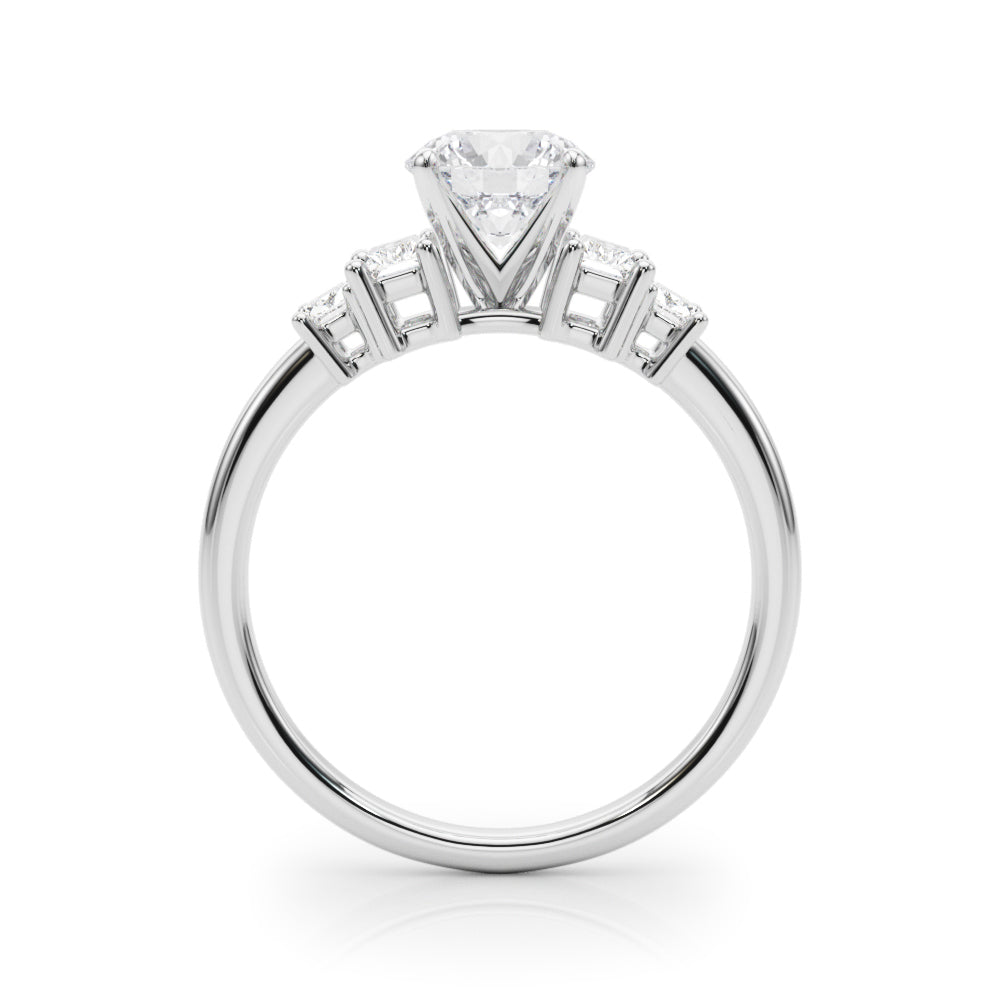 Graceful Mq Center & Sb Engagement Ring Round Diamond Engagement Ring — 9K/18K Gold & Platinum