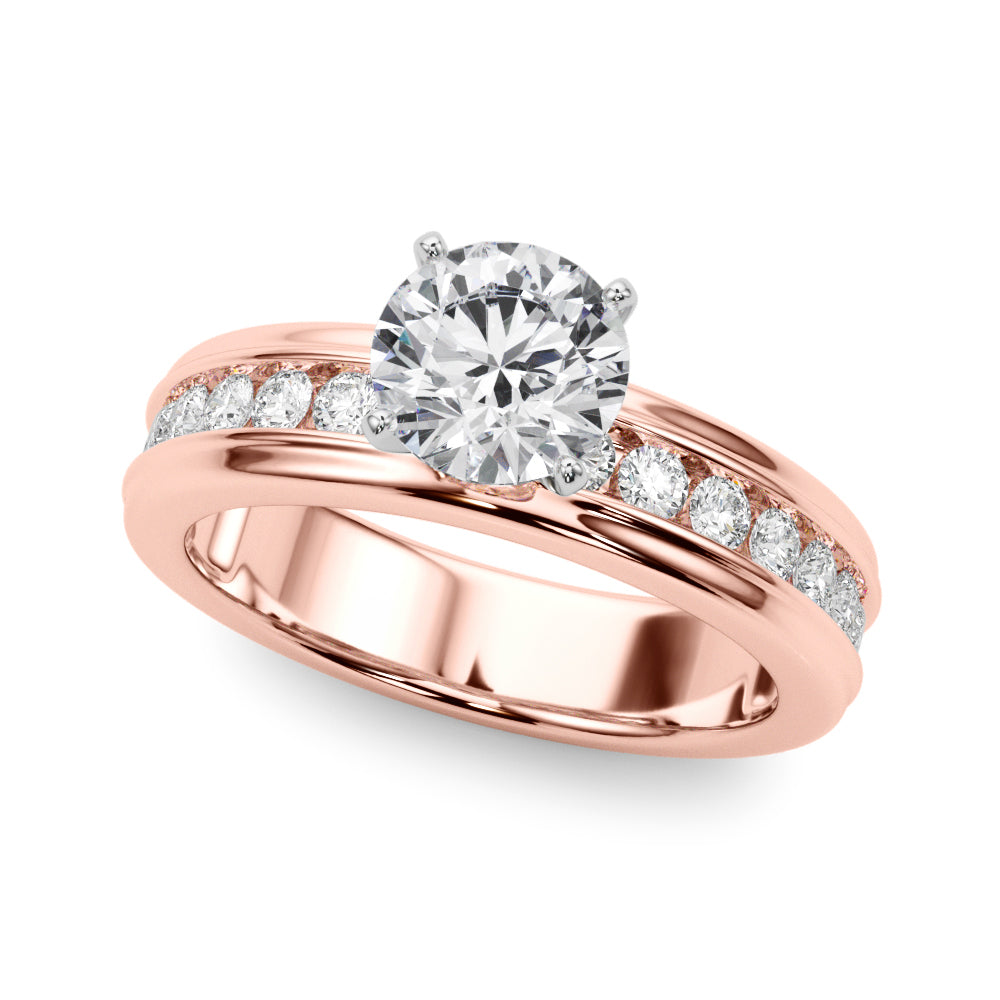 Dazzling Channel Set Engagement Ring Round Diamond Engagement Ring — 9K/18K Gold & Platinum