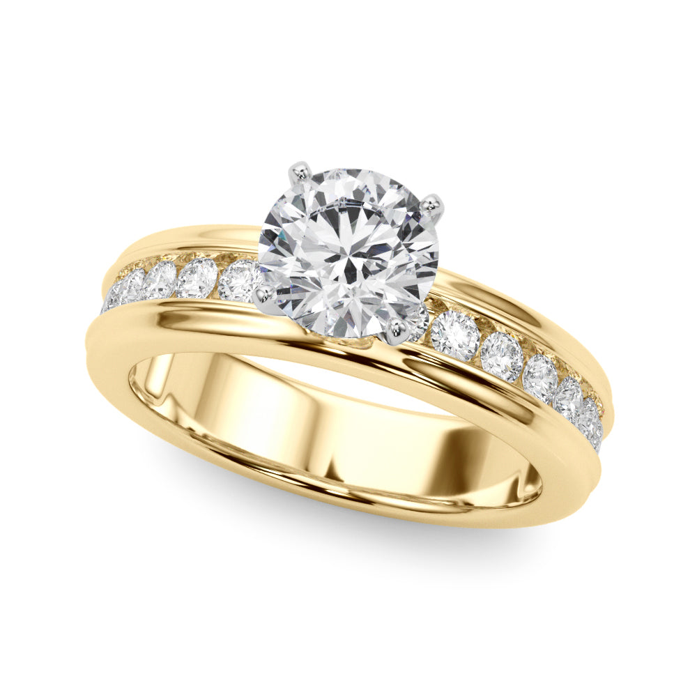 Dazzling Channel Set Engagement Ring Round Diamond Engagement Ring — 9K/18K Gold & Platinum