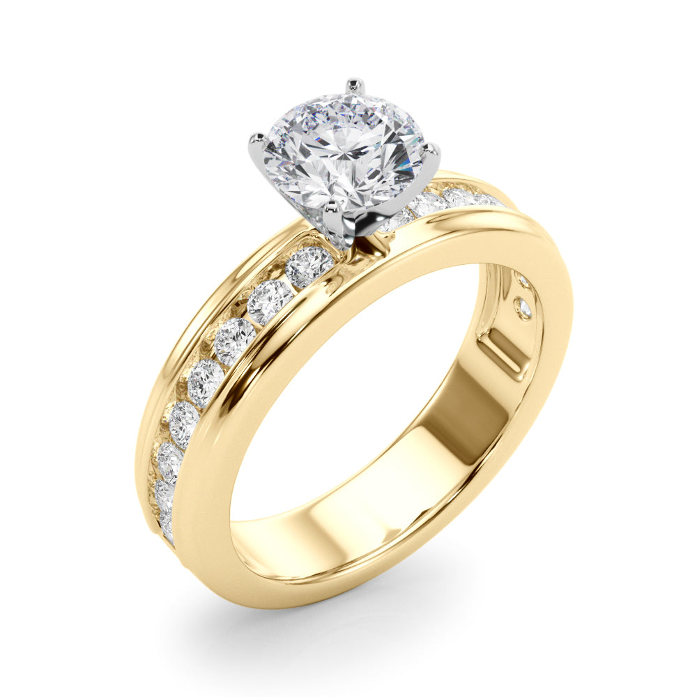 Dazzling Channel Set Engagement Ring Round Diamond Engagement Ring — 9K/18K Gold & Platinum