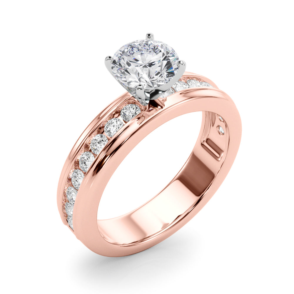 Dazzling Channel Set Engagement Ring Round Diamond Engagement Ring — 9K/18K Gold & Platinum