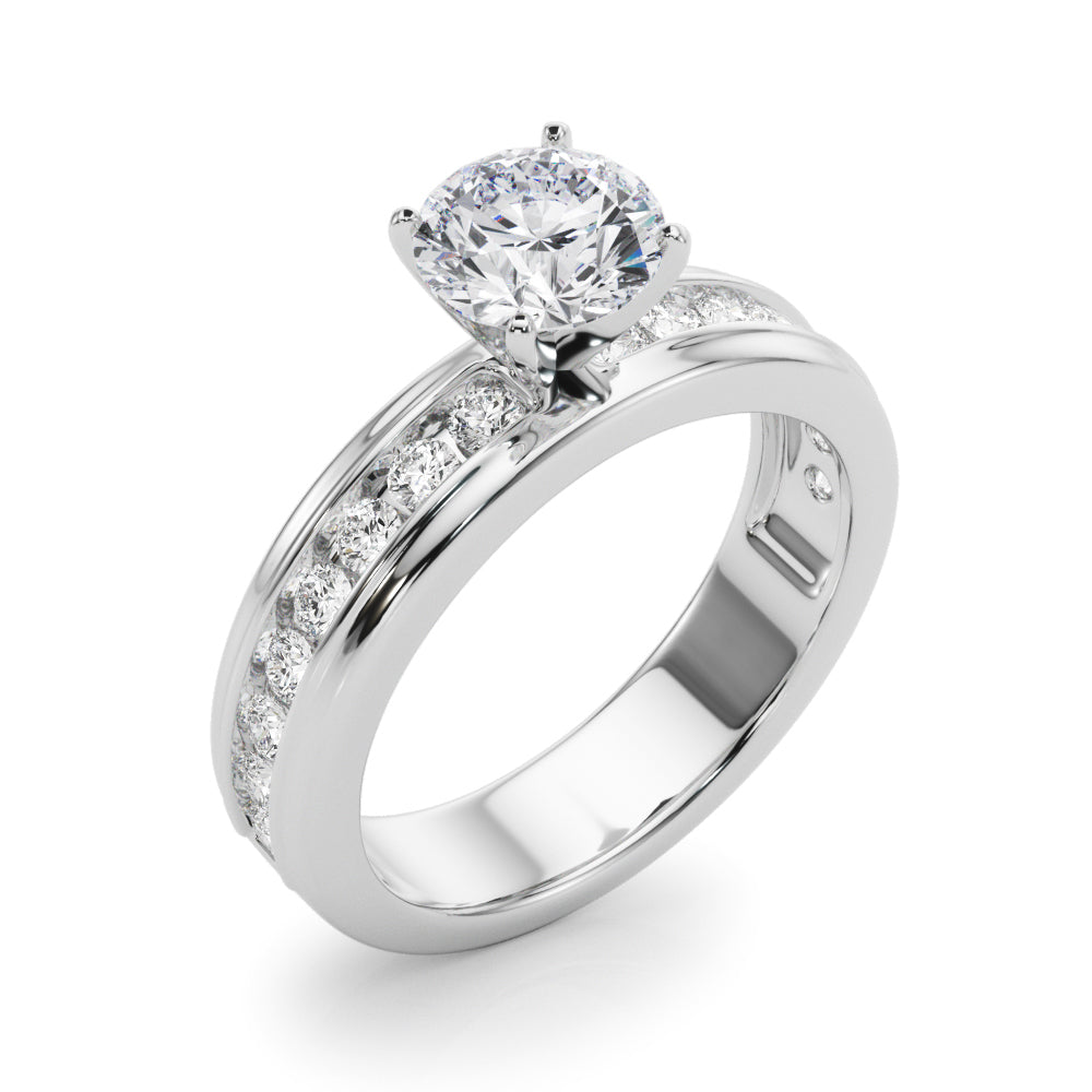 Dazzling Channel Set Engagement Ring Round Diamond Engagement Ring — 9K/18K Gold & Platinum