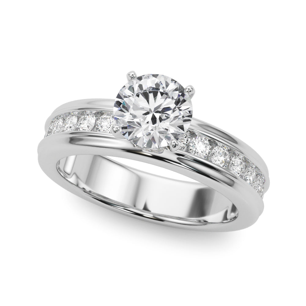 Dazzling Channel Set Engagement Ring Round Diamond Engagement Ring — 9K/18K Gold & Platinum
