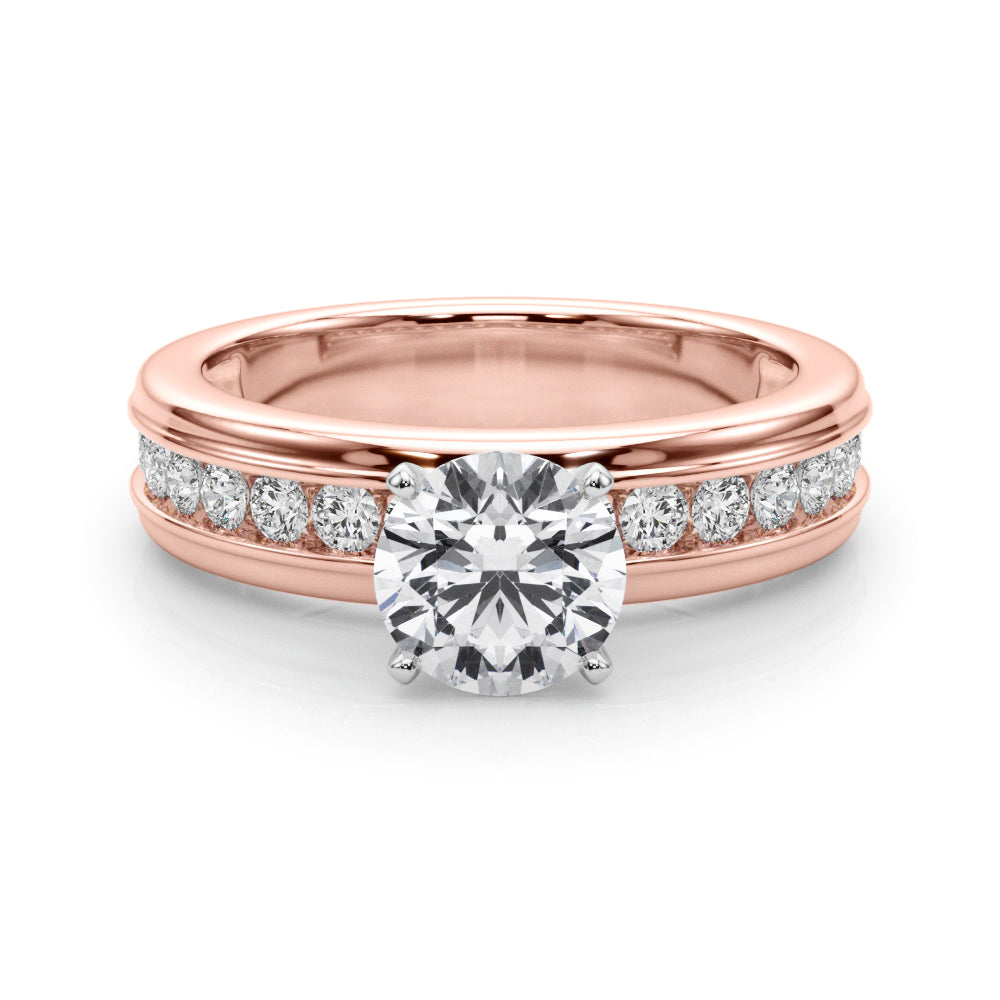 Dazzling Channel Set Engagement Ring Round Diamond Engagement Ring — 9K/18K Gold & Platinum