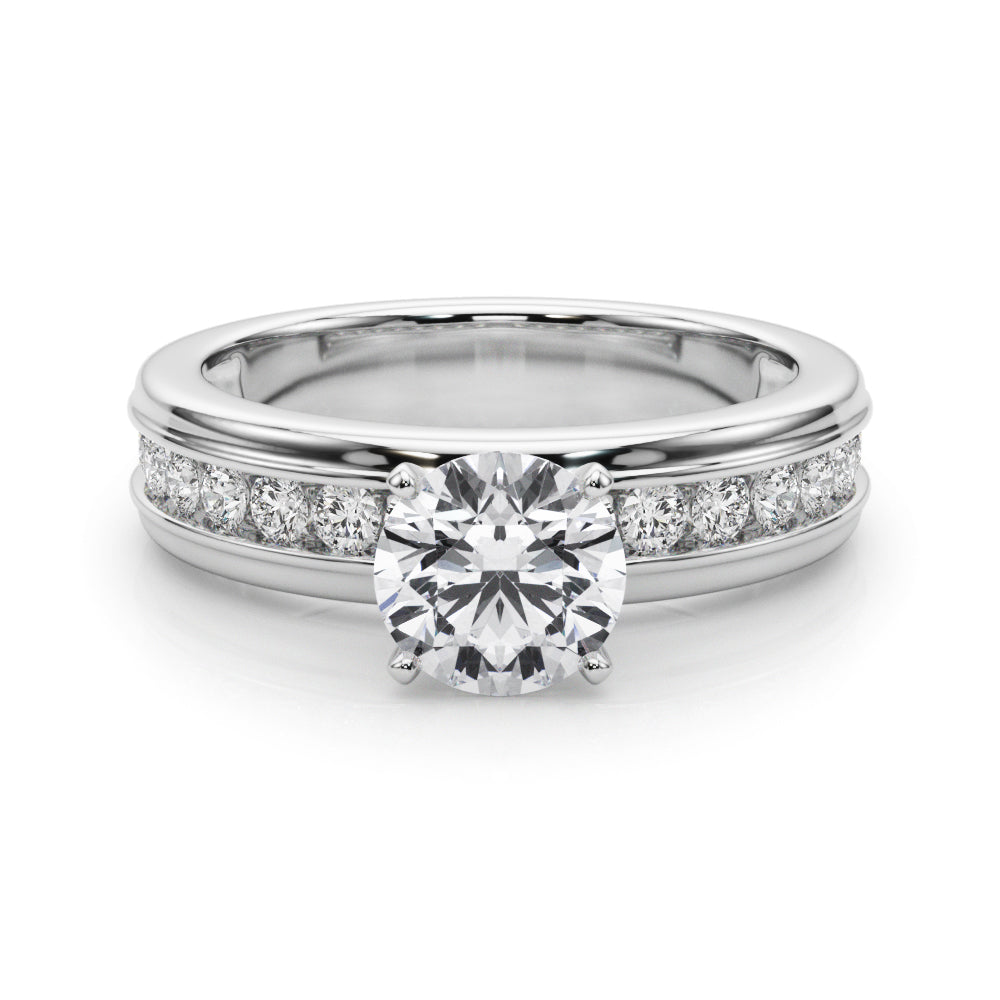 Dazzling Channel Set Engagement Ring Round Diamond Engagement Ring — 9K/18K Gold & Platinum