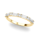 Alternating Round & Straight Baguette Half Eternity Ring in Gold & Platinum