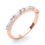 Alternating Round & Straight Baguette Half Eternity Ring in Gold & Platinum