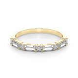 Alternating Round & Straight Baguette Half Eternity Ring in Gold & Platinum