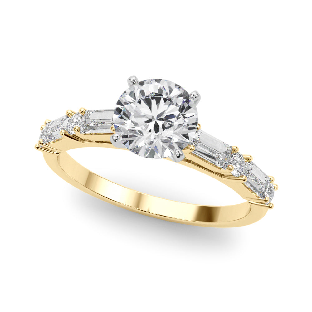 Splendid Rd & Sb Engagement Ring Round Diamond Engagement Ring — 9K/18K Gold & Platinum