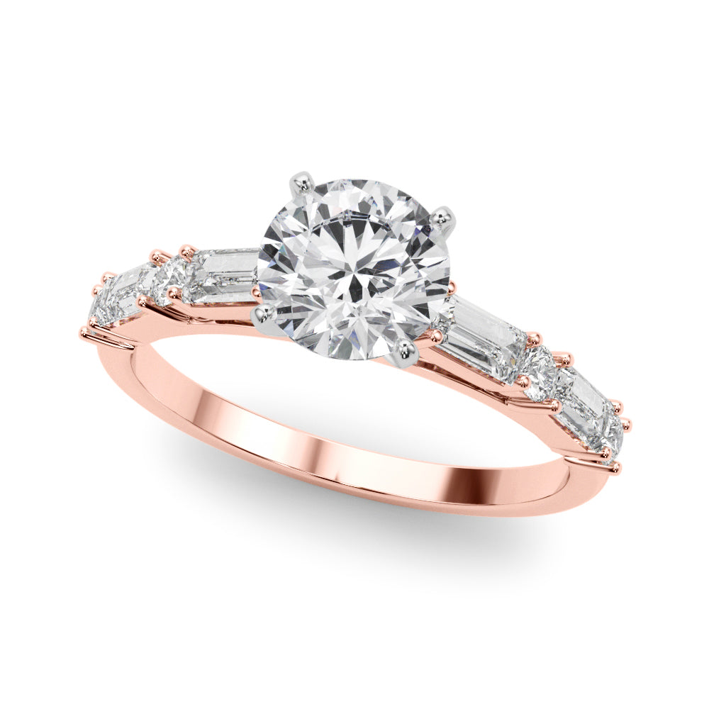 Splendid Rd & Sb Engagement Ring Round Diamond Engagement Ring — 9K/18K Gold & Platinum
