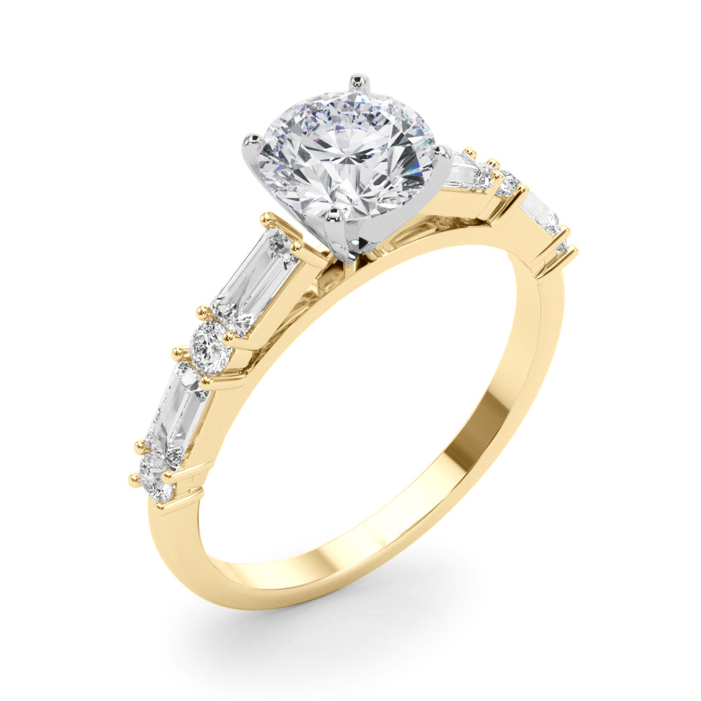 Splendid Rd & Sb Engagement Ring Round Diamond Engagement Ring — 9K/18K Gold & Platinum