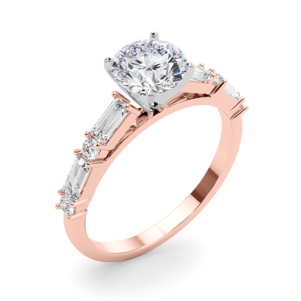 Splendid Rd & Sb Engagement Ring Round Diamond Engagement Ring — 9K/18K Gold & Platinum