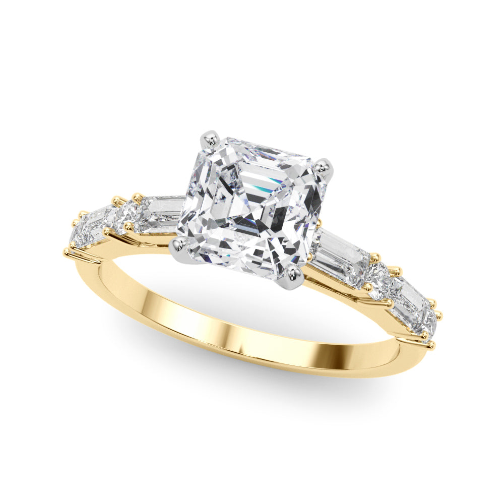 Splendid Rd & Sb Engagement Ring Round Diamond Engagement Ring — 9K/18K Gold & Platinum