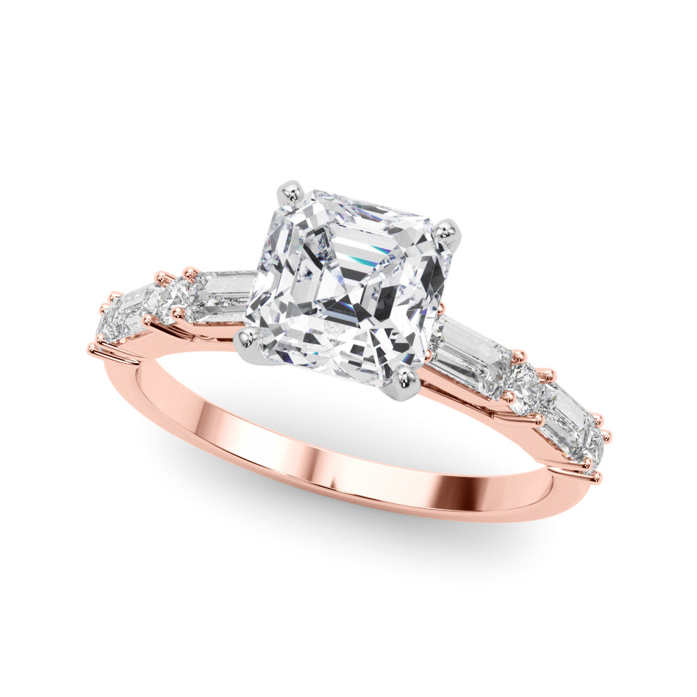 Splendid Rd & Sb Engagement Ring Round Diamond Engagement Ring — 9K/18K Gold & Platinum