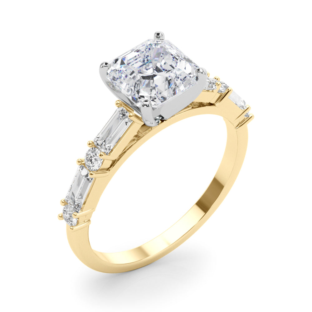 Splendid Rd & Sb Engagement Ring Round Diamond Engagement Ring — 9K/18K Gold & Platinum
