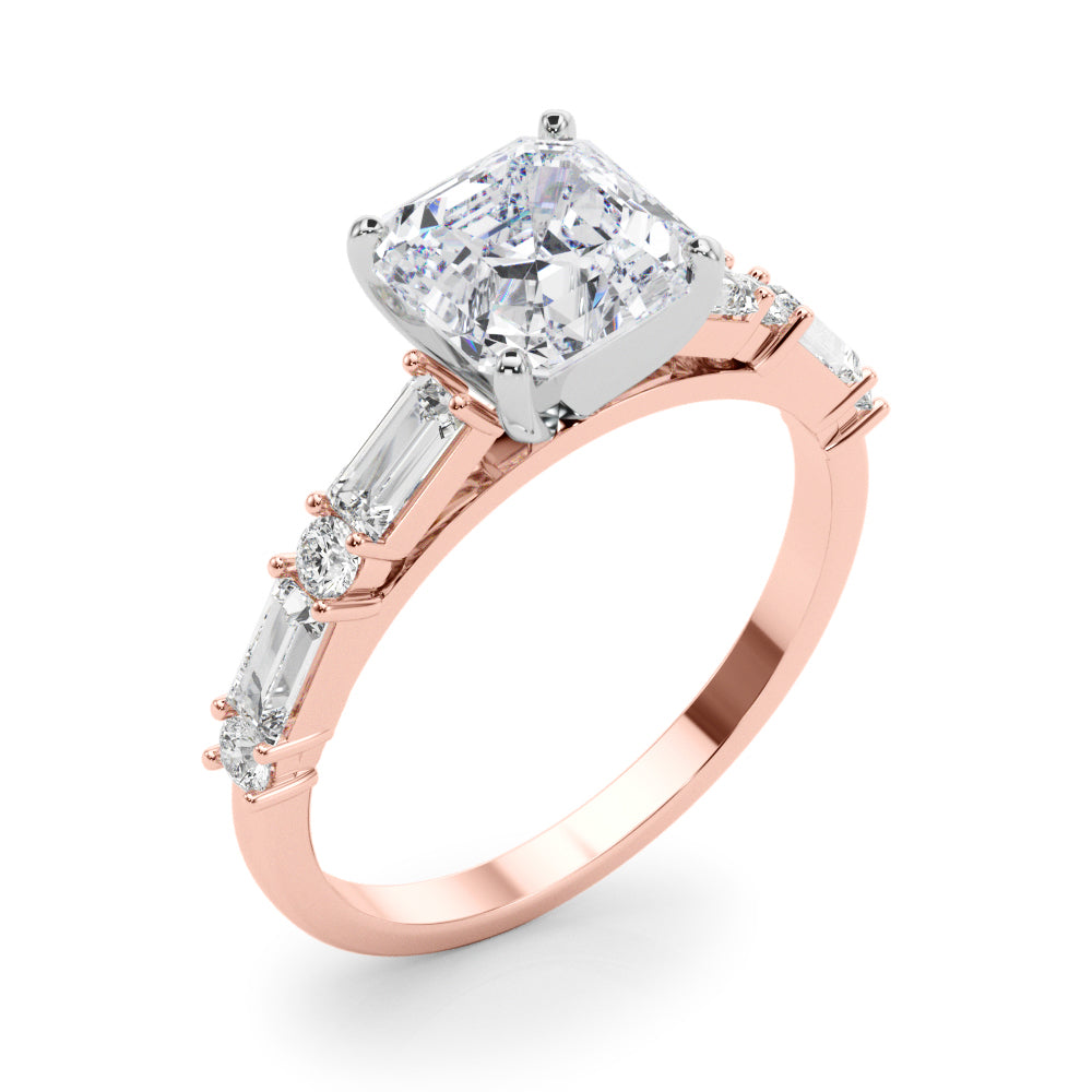 Splendid Rd & Sb Engagement Ring Round Diamond Engagement Ring — 9K/18K Gold & Platinum