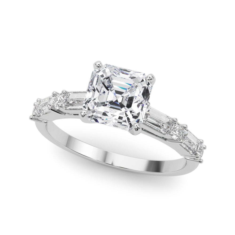 Splendid Rd & Sb Engagement Ring Round Diamond Engagement Ring — 9K/18K Gold & Platinum