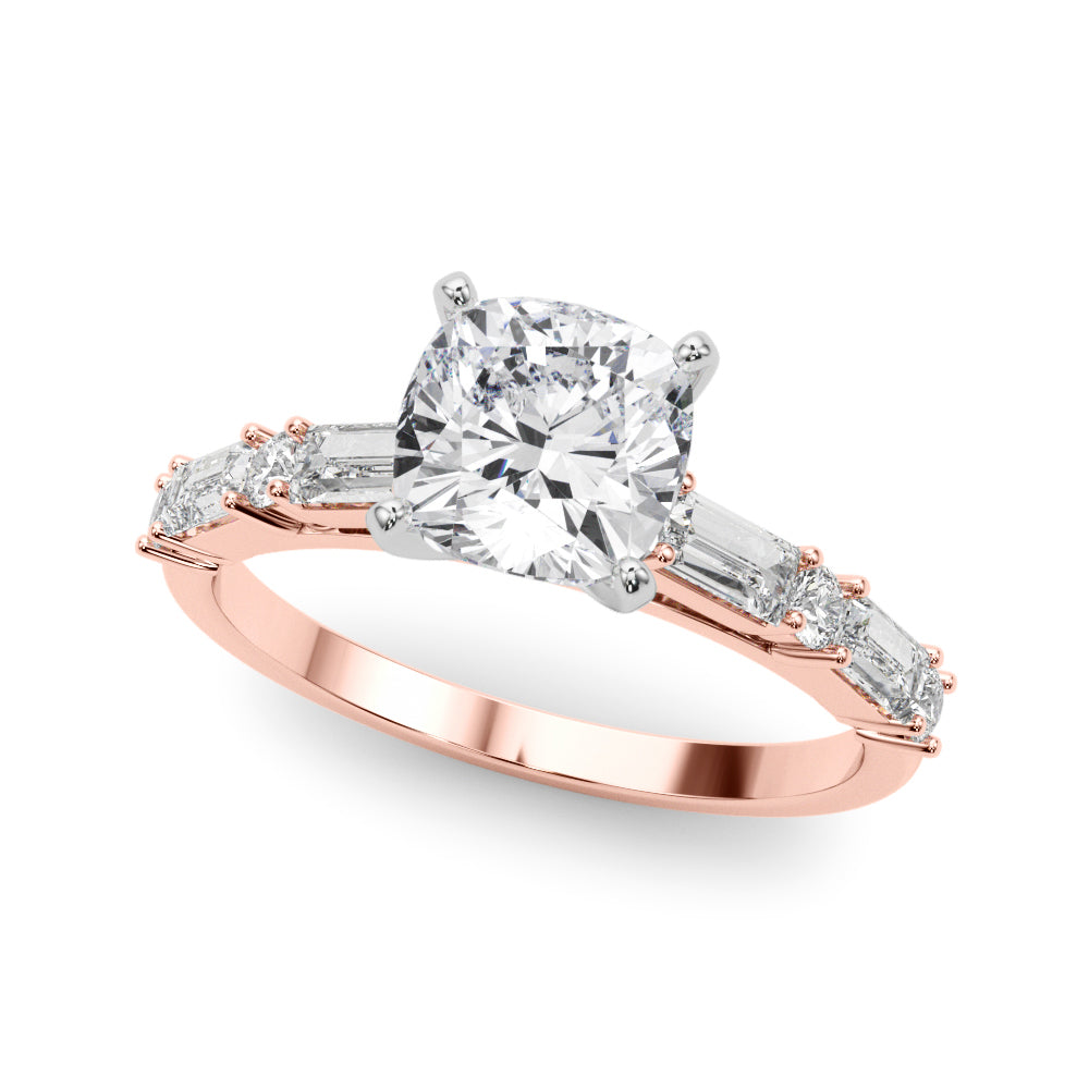 Splendid Rd & Sb Engagement Ring Round Diamond Engagement Ring — 9K/18K Gold & Platinum