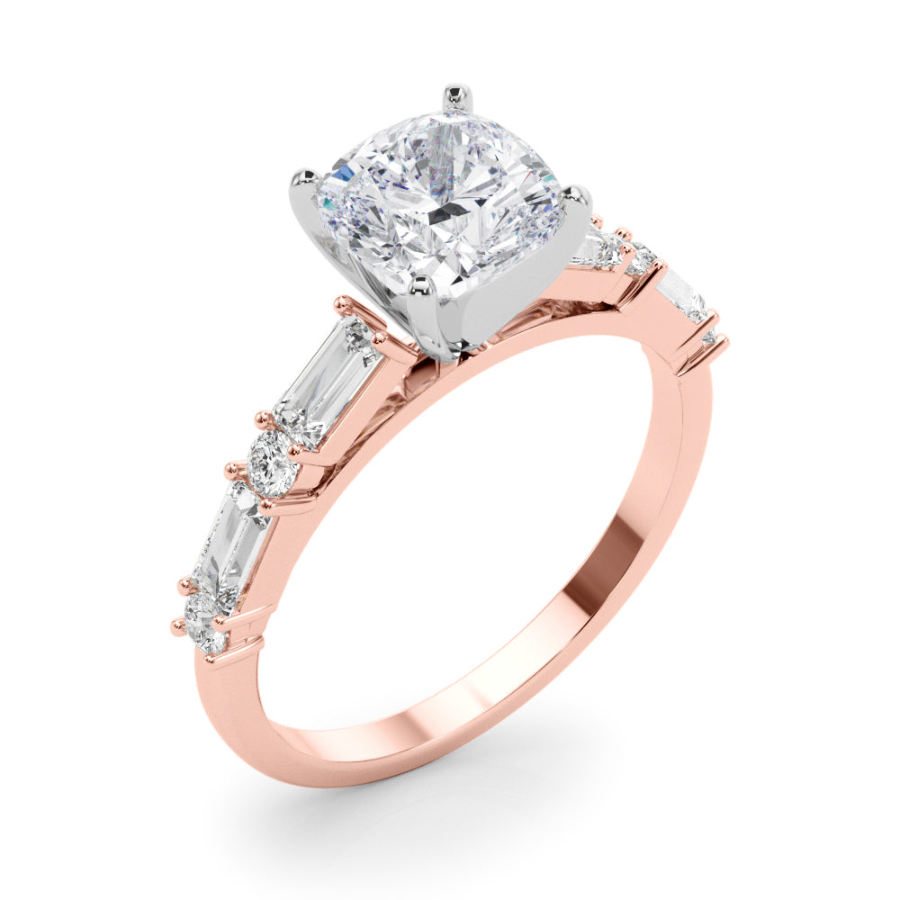 Splendid Rd & Sb Engagement Ring Round Diamond Engagement Ring — 9K/18K Gold & Platinum