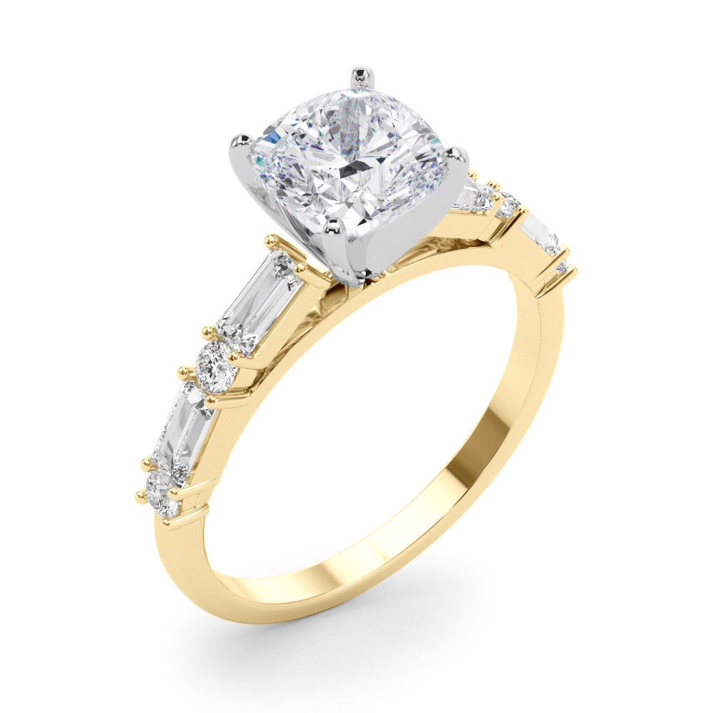 Splendid Rd & Sb Engagement Ring Round Diamond Engagement Ring — 9K/18K Gold & Platinum